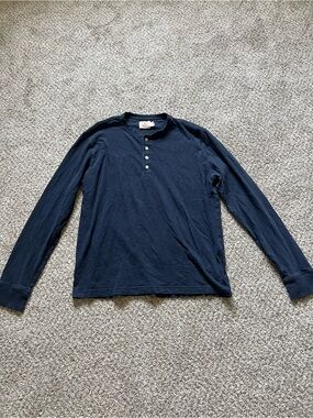 Men's Long-Sleeve Navy Henley Shirt